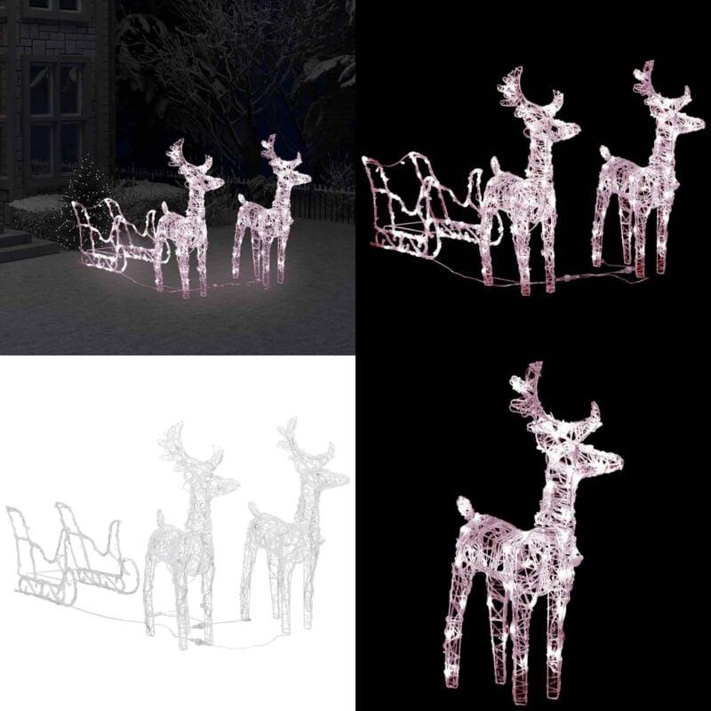 Rentiere & Schlitten Weihnachtsdekoration 160 LEDs 130 cm Acryl - Weihnachtsdeko - LED-Beleuchtung - Winterdekoration - Outdoor-Dekoration