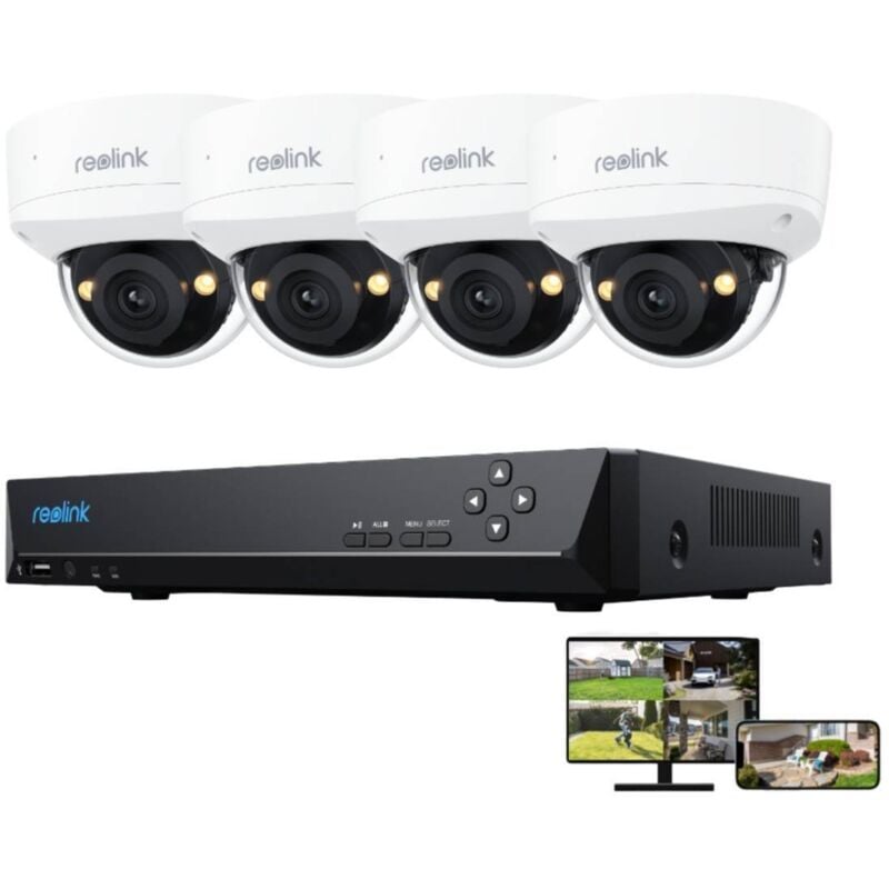 4K 8MP IK10 PoE Überwachungskamera Set Outdoor, 4X 8MP IK10 PoE Überwachungskamera+8CH nvr mit 2TB hdd, 125° Blickwinkel, Smart-Erkennung,