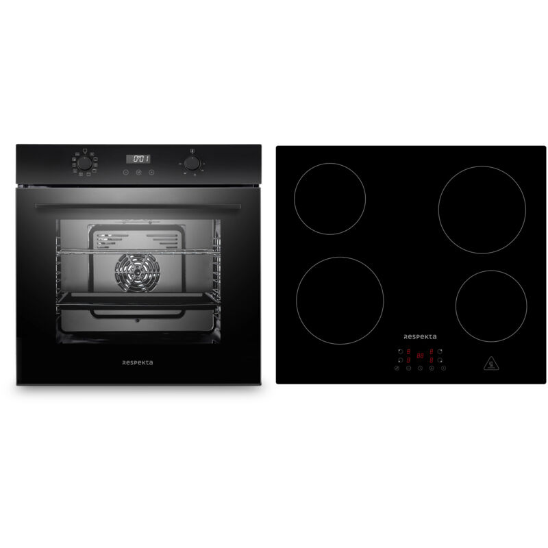 Respekta - Backofen Herd Kochfeld Glaskeramik Herdset Einbau Set autark rahmenlos