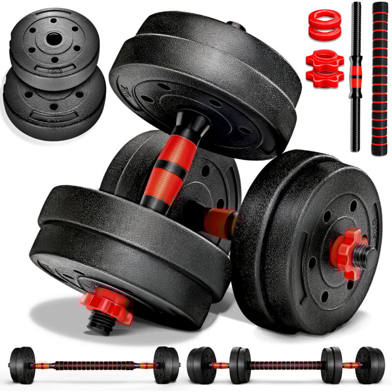 RE:SPORT® Hantelset 15 kg Kurzhanteln Langhantel Set Hantel Hantelscheiben