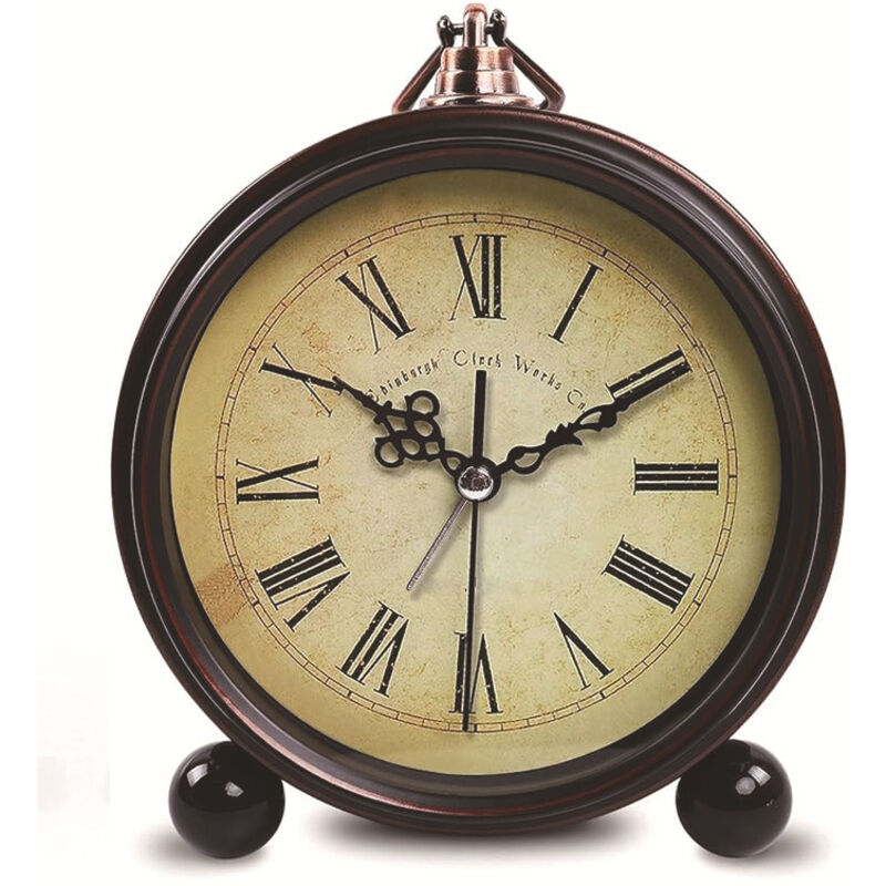 Retro-Analogwecker ohne Ticken: Nachttischuhr, Vintage-Tischuhr, geräuschlos, kleine batteriebetriebene Tischuhr, Vintage-Analog-Tischuhr fürs