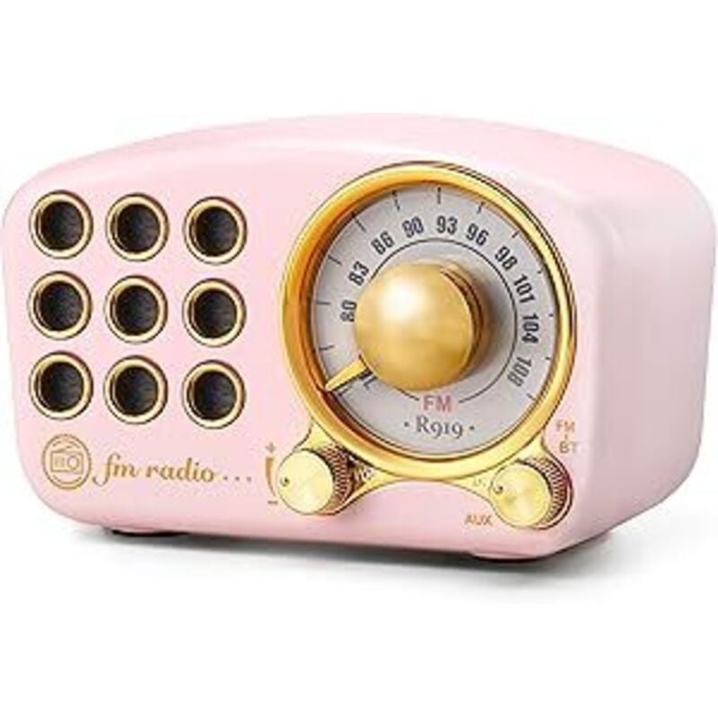 Retro Bluetooth Lautsprecher FM Vintage Radio mit Lautstärke, starke Bassverstärkung, Bluetooth 5.0 drahtlose Verbindung, Lautstärke, TF-Karte &