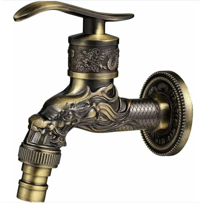 Csparkv - Retro Messing Wandmontierter Wasserhahn, G1/2' Outdoor Garten Wasserhahn, Antiker Messing Wasserhahn, Vintage Wandmontierter Wasserhahn,