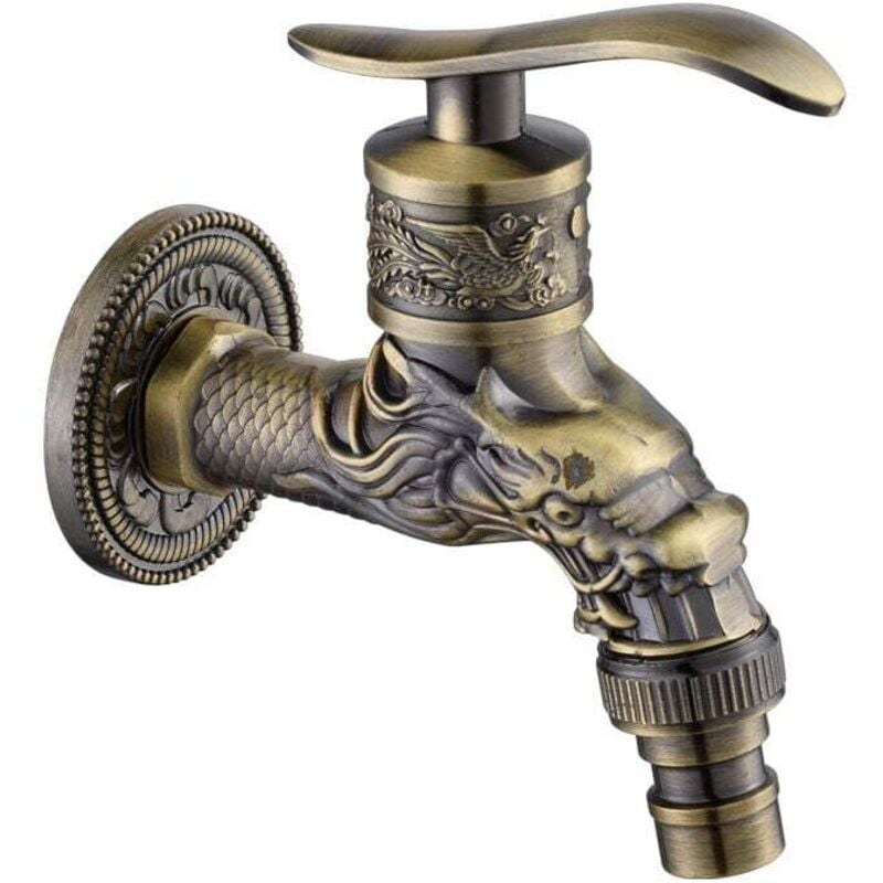 Retro-Wasserhahn aus Messing zur Wandmontage, Wasserhahn für den Außenbereich, G1/2 Zoll, Wasserhahn aus antikem Messing, Wasserhahn zur Wandmontage