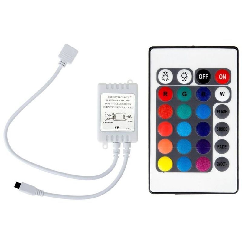 RGB-Controller 12V 6A (2a/ch) mit 24-Tasten-IR-Controller