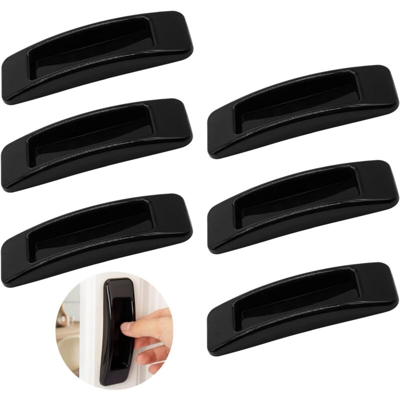 Selbstklebende Schiebetürgriffe mit doppelseitigem Klebeband für Schränke, Fenster, Kühlschränke, Möbel, Schubladen, Glastüren (schwarz, 6 Stück)
