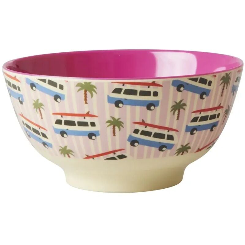 RICE Teller, Schüssel - Pink Cars Print, Melamin, Größe: mittel