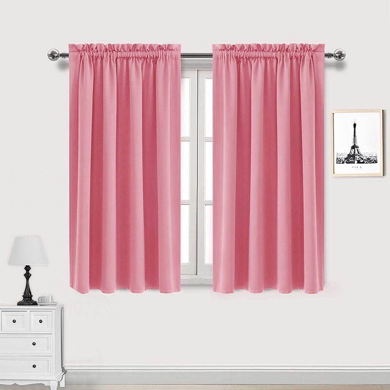 2er-Set Gardinen mit Stangendurchzug, blickdicht, für kleine Fenster, Schlafzimmer, Schränke, Türen oder Küchen, B 96 x H 114 cm, Beige