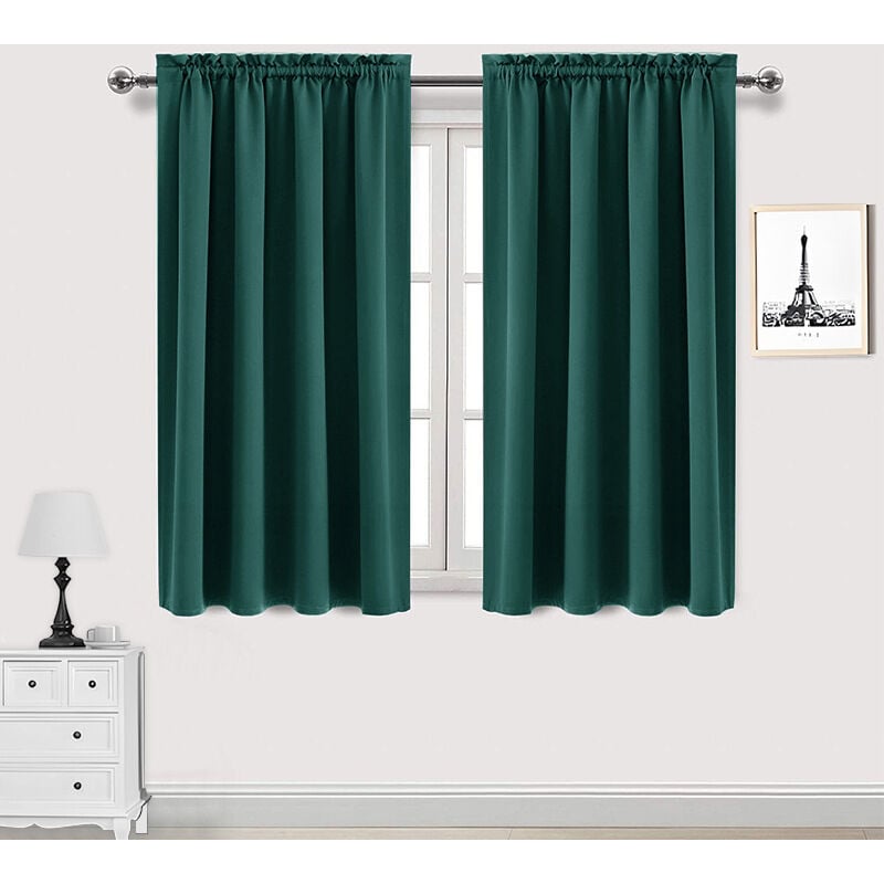 Set mit 2 Gardinen mit Stangendurchzug, blickdicht, für kleine Fenster, Schlafzimmer, Schränke, Türen oder Küchen, B 106 x H 182 cm, Beige