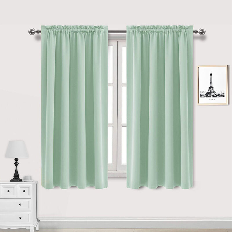 2er-Set Gardinen mit Stangendurchzug, blickdicht, für kleine Fenster, Schlafzimmer, Schränke, Türen oder Küchen, B 106 x H 137 cm, Beige