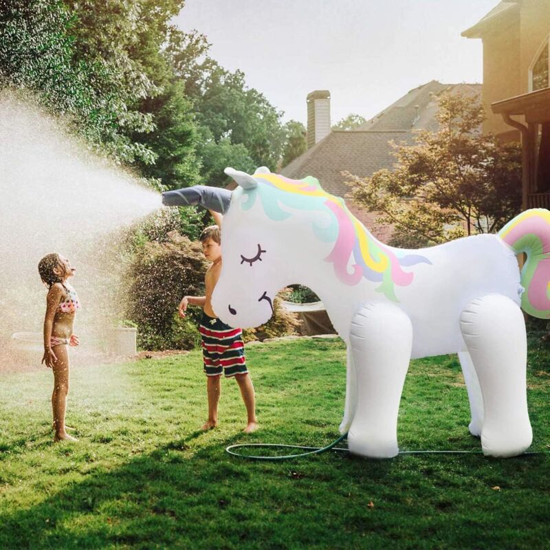 Riesiger aufblasbarer Einhorn-Sprinkler, Einhorn-Wasserspielzeug für den Sommergarten und zum Spielen im Freien, Kinder und Erwachsene, Sommerparty,