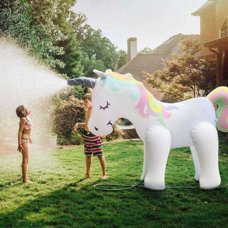 Riesiger aufblasbarer Einhorn-Sprinkler, Einhorn-Wasserspielzeug für den Sommergarten und zum Spielen im Freien, Kinder und Erwachsene, Sommerparty,