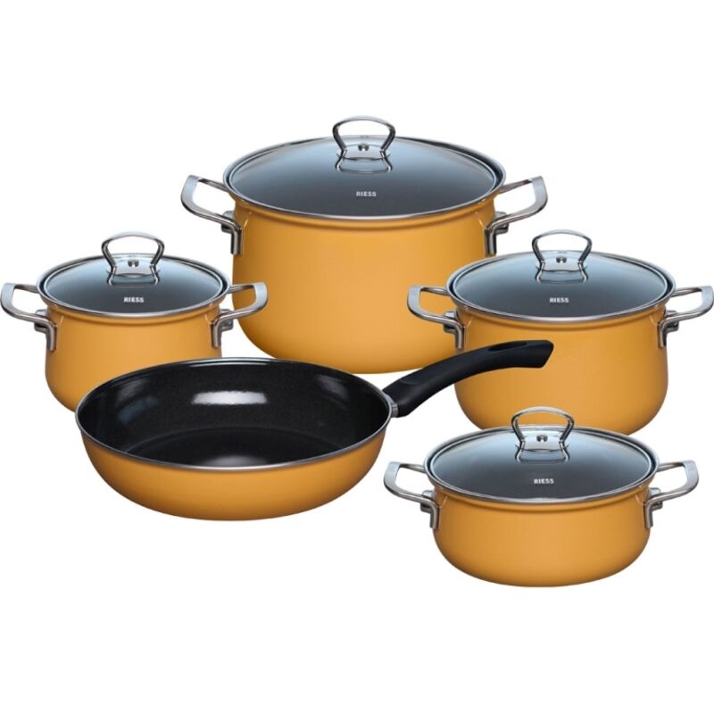 Riess Topfset 5-teilig Orange Emaille