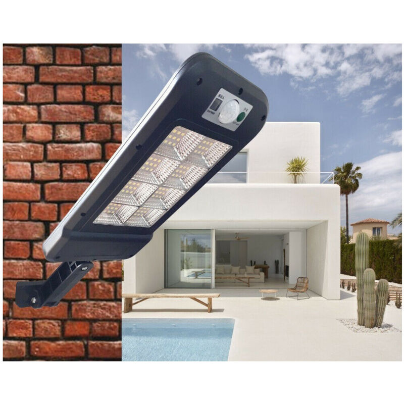 Trade Shop Traesio - Trade Shop - leuchtturm strassenlampe photovoltaik solar panel sensor 128 smd led HS-8013C -