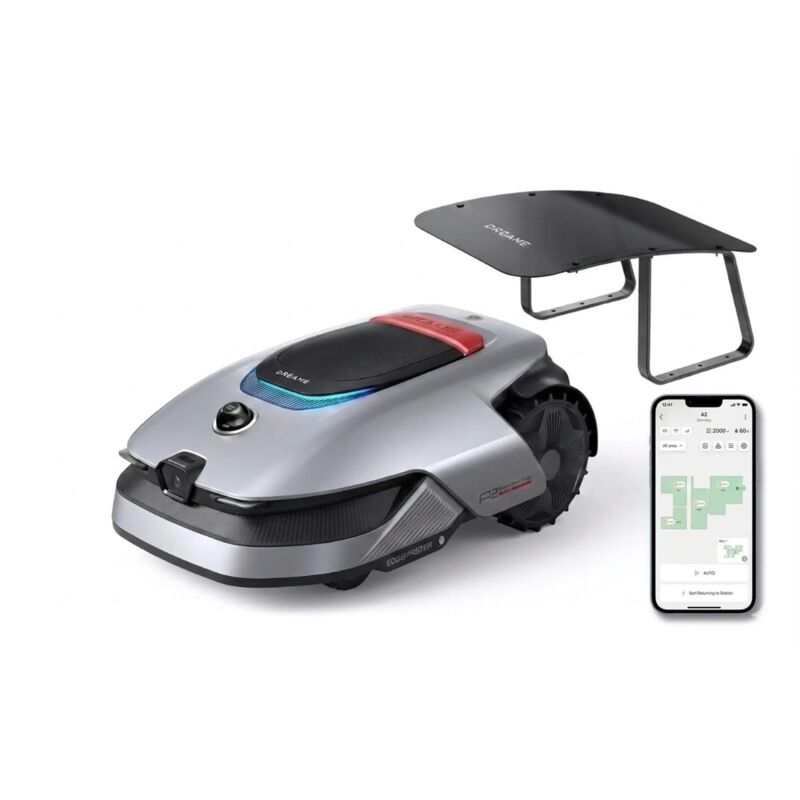 Dreame - A2 1200 Mahroboter Mit Mähroboter-Garage– kabellos ohne RTK, fur Flachen bis zu 1200 m², mit 360° 3D-LiDAR & KI-Vision, Steigfahigkeit bis