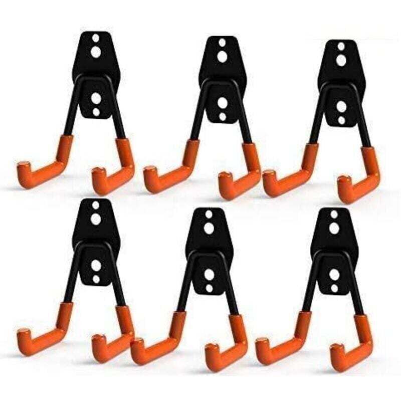 Robuste, doppelte Garagenhaken aus Stahl zur Aufbewahrung von Elektrowerkzeugen. Kleine U-förmige Haken (6er-Pack). Heimwerken › Aufbewahrung und