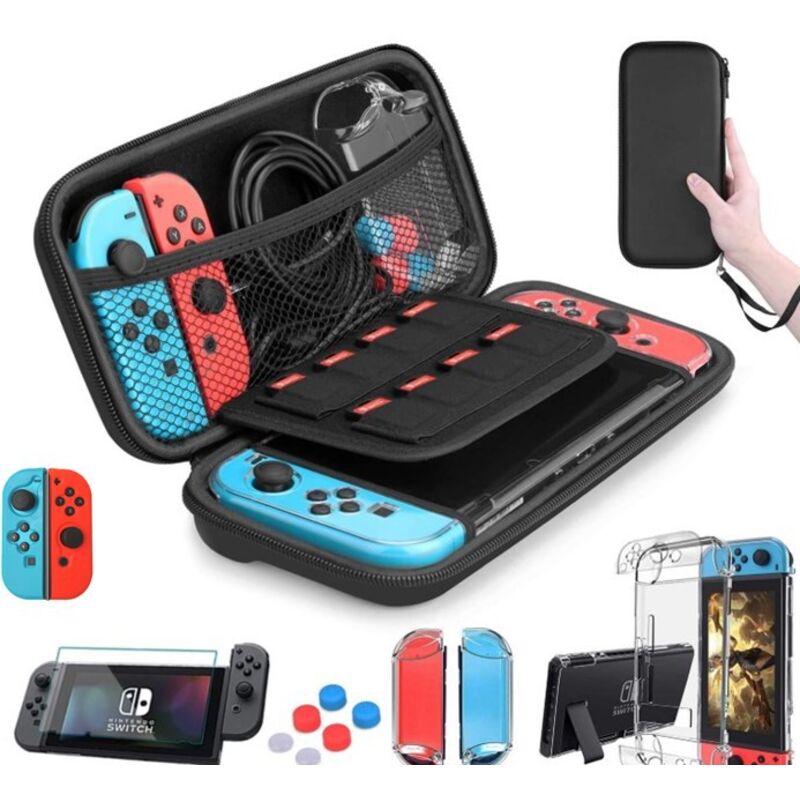 Robuste Schutzhülle für Nintendo Switch und Switch OLED mit Stauraum für zwanzig Spiele, tragbare und langlebige Reisetasche