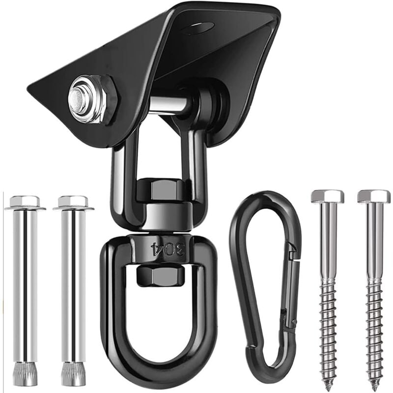 Robuster Deckenhaken, Tragkraft 450 kg – 360° drehbar – Schaukel-Hängehaken – Edelstahl-Hängesesselhaken für Hängematte, Boxsack, Yoga,