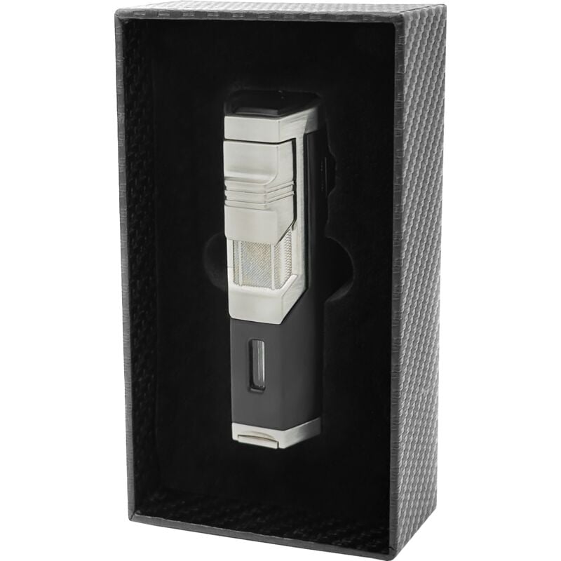 RONSON CHINOOK BLACK 3 JET Feuerzeug mit Zigarrenbohrer, Jet