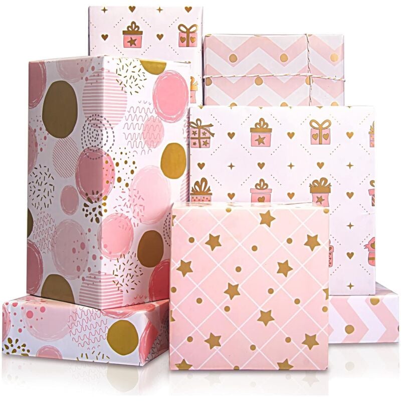 Rosa Geschenkpapier, Geschenkpapier für Geburtstage, Geschenkpapier für Kinder und Mädchen, Geschenkpapier für Geburtstage, Feiertage, Hochzeiten,