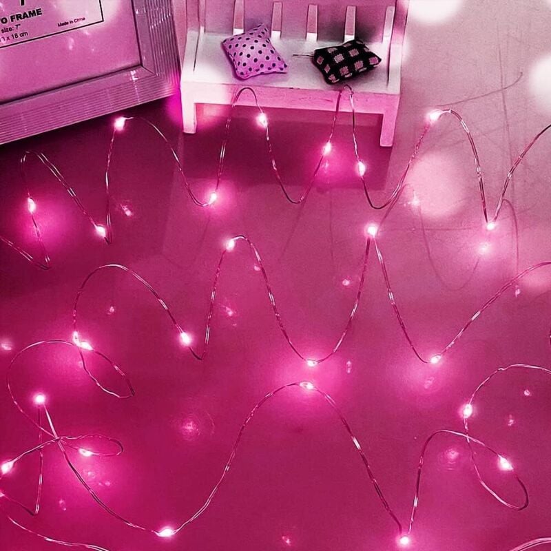 Rosa Lichterketten, Dalugo 50 LED batteriebetriebene rosa Lichterketten für Mädchen Schlafzimmer Geburtstagsfeier Weihnachtsdekorationen
