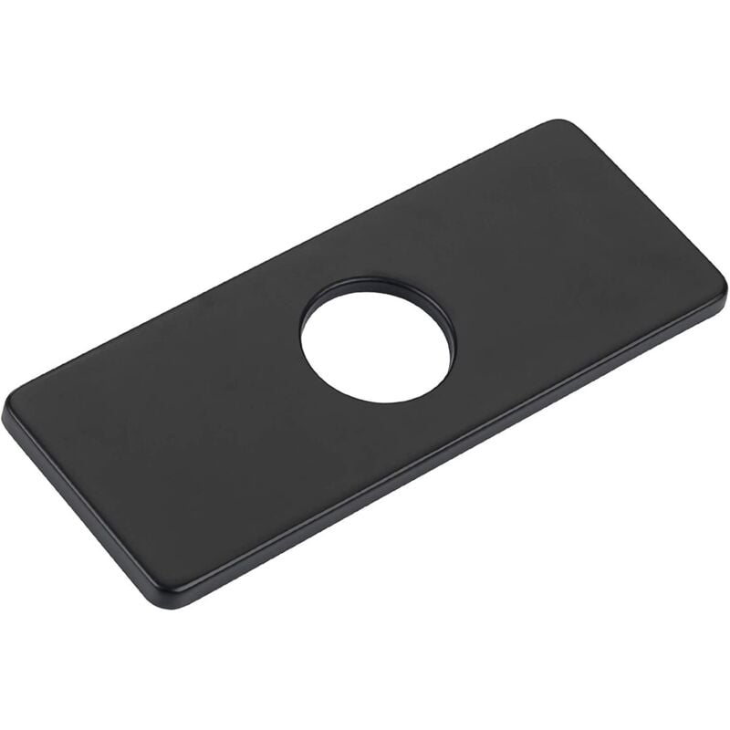 Rechteckige Waschbecken-Armatur-Rosette mit 10,2 cm Loch, Edelstahl (schwarz, matt)