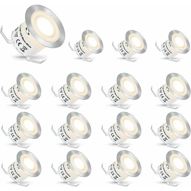 LED-Einbaustrahler, LED-Einbaustrahler für den Außenbereich, Treppenleuchten, Licht, Stufe, Treppe, Garten, Terrasse, IP67 wasserdicht (Naturweiß, 16