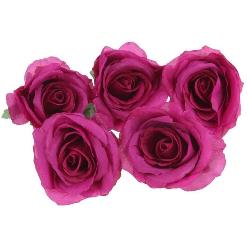 Rosenkopf Kunstblumen für Arrangementdekoration 5 Stück - Dunkelrosa