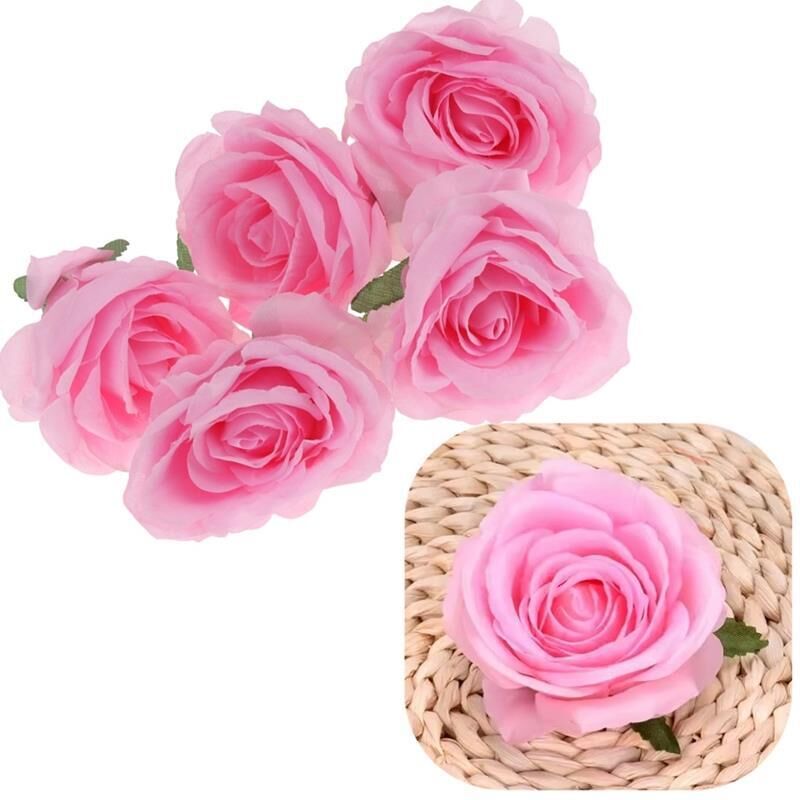 Rosenkopf Kunstblumen für Dekorationskompositionen 5 Stück - Rosa