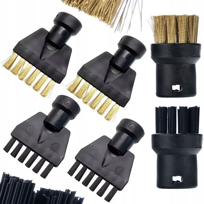 Rosfix Set Bürsten für Dampfreiniger – Ersatzteil für Dampfreiniger Kärcher SC1–SC5 2 Rund- & 4 Flachbürsten Messing- & Kunststoffborsten