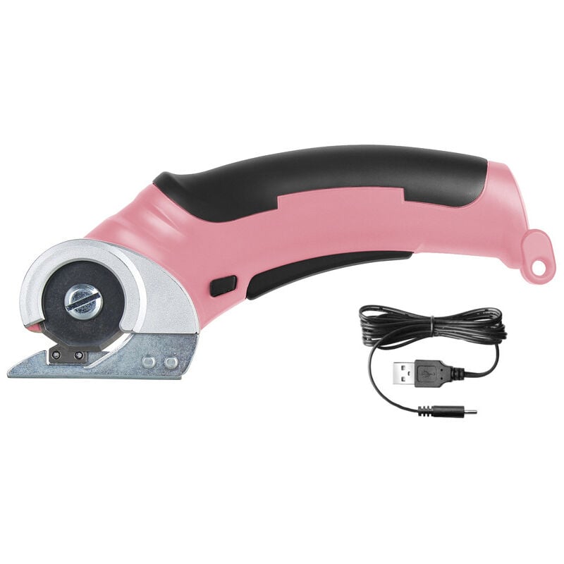 4,2 v Stoff-Nähschere, elektrischer Rollschneider mit eingebautem Akku, leistungsstark für Stoff, Karton, Teppich, Leder und Filz, Pink - Rosvola