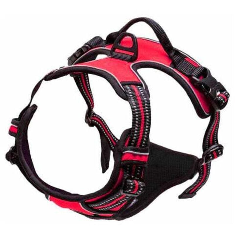 Rot, Größe m, verstellbares reflektierendes Hundegeschirr, No Pull Hundegeschirr für Hunde, einfach anzulegen, verstellbar mit Hundegeschirr