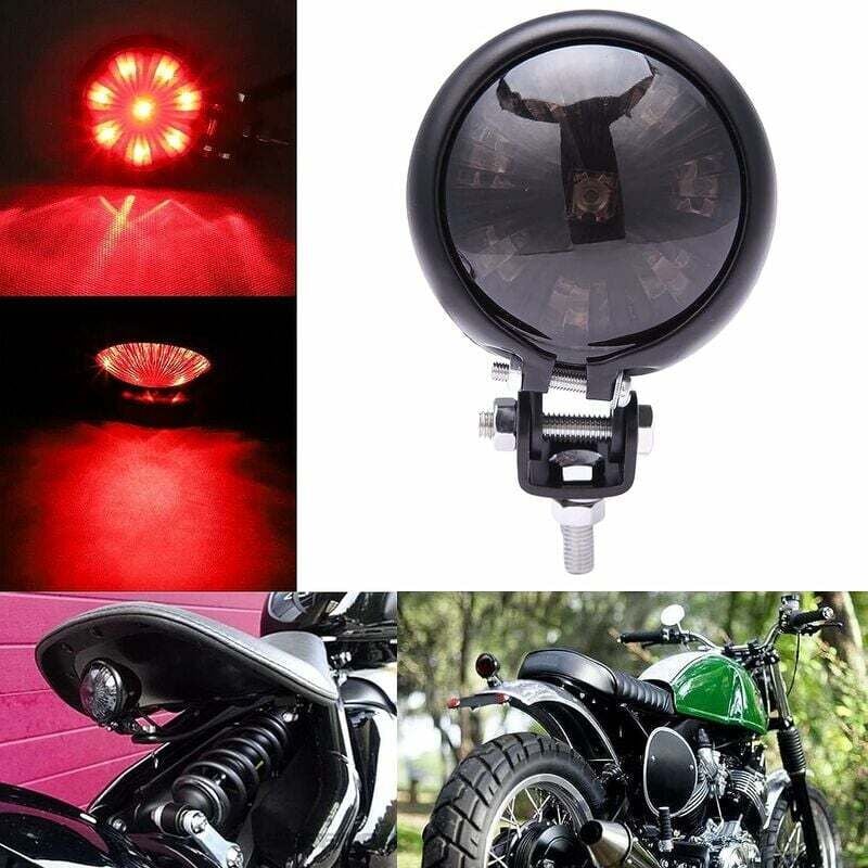 Rote LED-Rücklichter, einstellbar, individuell für Cafe Racer, Chopper, Bobber (schwarze Rauchlinse)