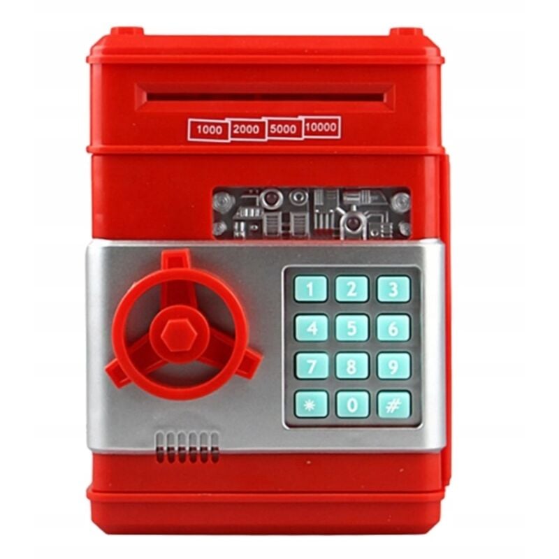 Rote Safe Spar Box Münzen Banknoten Einzahlungsautomat