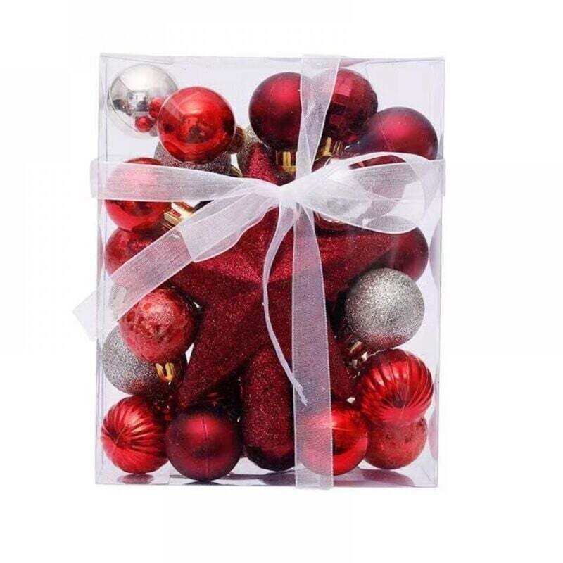 Rote und goldene Weihnachtsdekoration, 30 Mini-Weihnachtskugeln, Set mit 3 cm großen Weihnachtskugeln, Weihnachtsbaumschmuck aus Kunststoff, zum