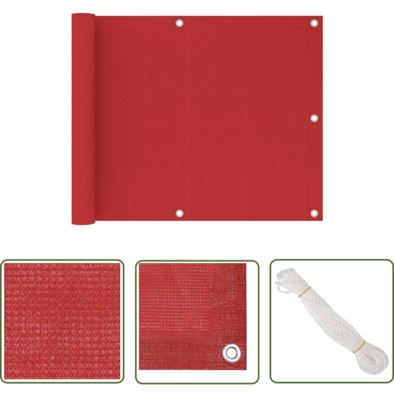 Doc&et² - The Living Store Balkon-Sichtschutz Rot 75x500 cm hdpe - Balkon Sichtschutz - hdpe - Privatsphäre - Balkon Markise - uv Schutz