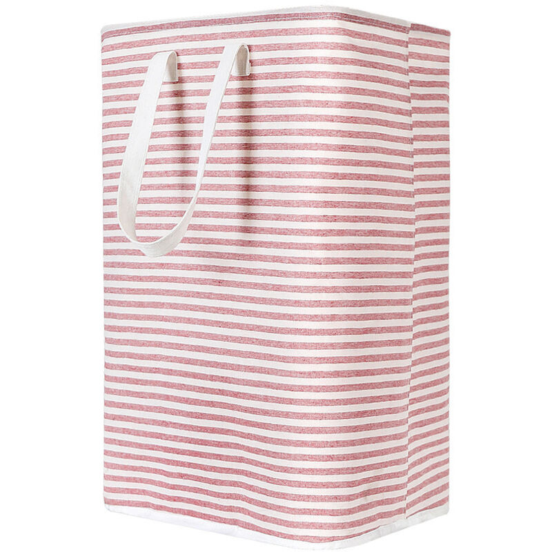 Linghhang - Roter faltbarer Wäschekorb, 72 Liter, 40 x 30 x 60 cm, wasserdichter Stoff, faltbarer Korb für Schmutzwäsche aus gestreiftem Stoff