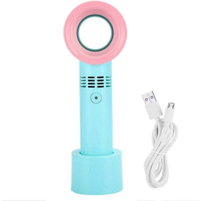 Rotorblattloser Ventilator, USB-wiederaufladbarer tragbarer Mini-Ventilator, drei Geschwindigkeitsstufen, persönlicher Tischluftkühler (Grün)