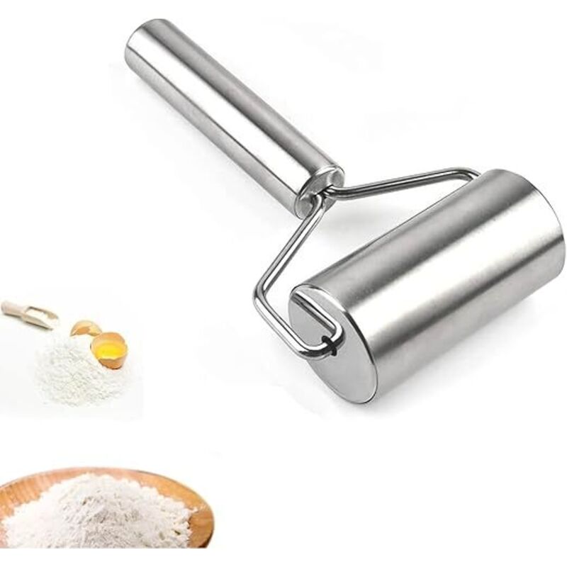 Nudelholz aus Edelstahl, kleines Nudelholz aus Metall, rostfreies Nudelholz, perfektes Backzubehör, Kuchen, Nudelteig und Mürbeteig