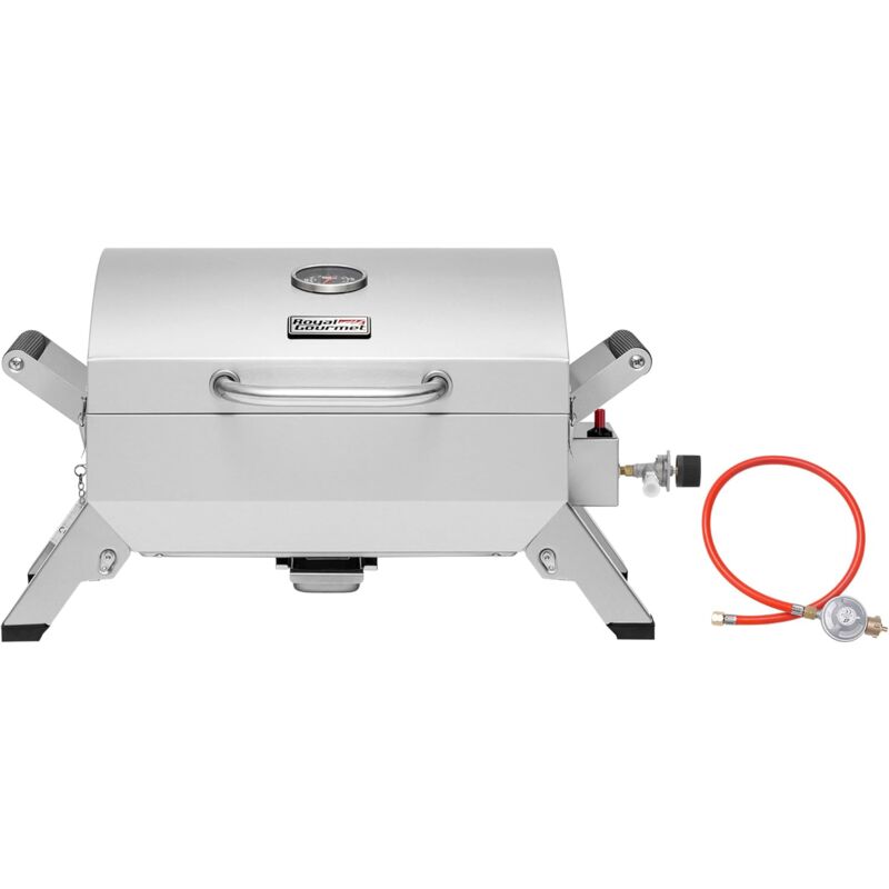 Royal Gourmet - Edelstahl Tragbarer Gasgrill, Compact Tischgrill mit Zwei Griffen und Reiseschlössern, Klappbaren Beinen, 3 kW bbq Campinggrill für