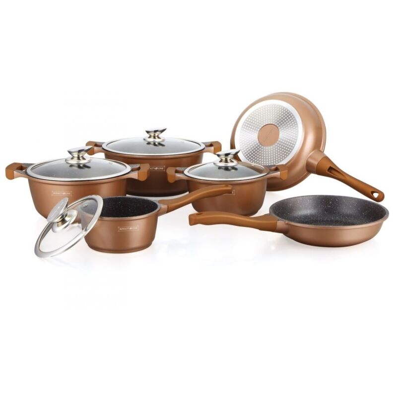 Bratpfannen und kochtopfset 6 kochgeschirr - schwarz