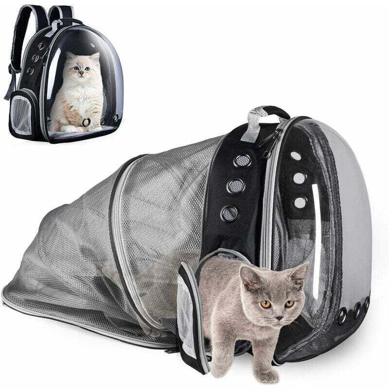 Rucksack für Hunde und Katzen – transparente Tragetasche für Hunde und Katzen, erweiterbar, tragbar für Auto, Einkaufen usw.