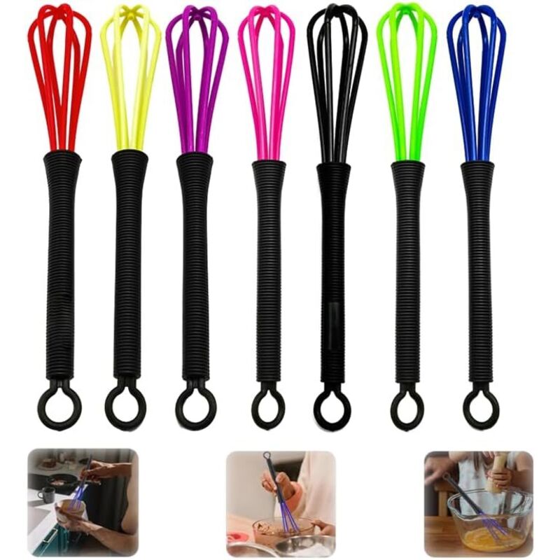 Rührwerkzeug, 7-teiliger Küchen-Schneebesen aus Kunststoff, Mini-Ballon-Schneebesen, Rührwerkzeug, Schneebesen, Friseur-Kunststoff zum