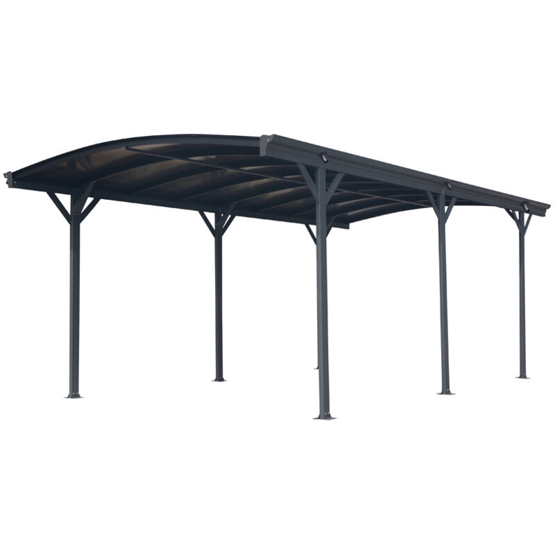 Metall Carport 'Bergen' mit Runddach aus Almuinium, 505 x 300 x 220 cm, anthrazit, 15 m² - Westmann