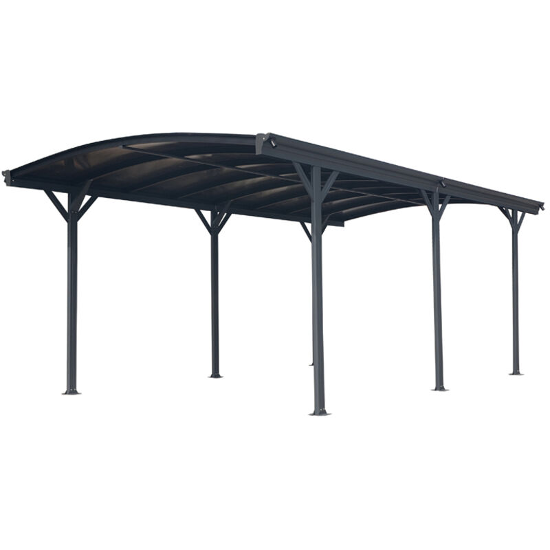 Metall Carport 'Stockholm' mit Runddach aus Doppelstegplatten, 576 x 300 x 220 cm, anthrazit, 17 m² - Westmann