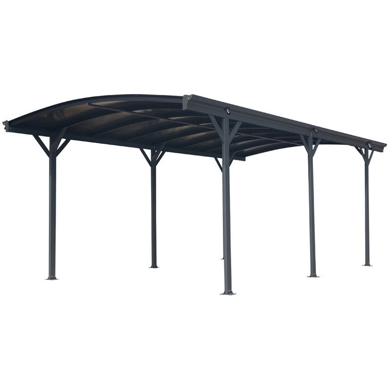 Metall Carport 'Bergen' mit Runddach aus Almuinium, 505 x 300 x 220 cm, anthrazit, 15 m² - Westmann