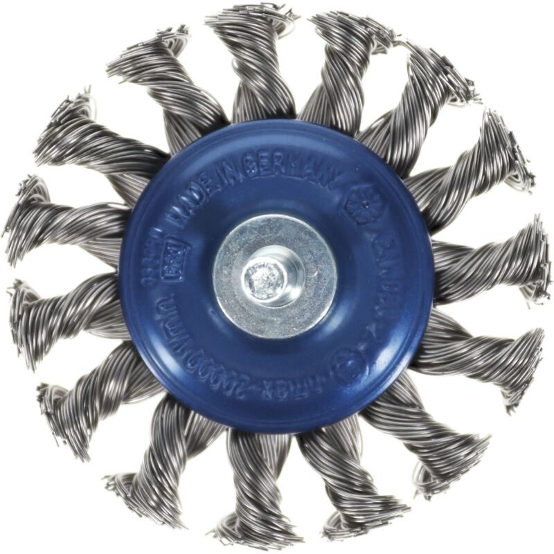 Osborn - Rundbürste mit Schaft 75x12x6mm - Edelstahldraht gezopft 0,5mm, Industriequalität, für Bohrmaschine, 18mm Nutzlänge