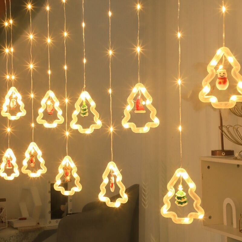 Runde LED-Lichterkette – Weihnachtsbaumbeleuchtung – Weihnachtsbeleuchtung – Warmweiße Weihnachtsbaumbeleuchtung – Wasserdichtes Batteriefach, 8