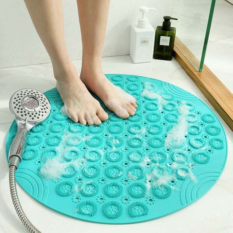 Linghhang - Runde Massage-Badematte aus pvc, rutschfeste Duschmatte, antibakterielle Badematte, maschinenwaschbar, Badematte mit Abflusslöchern und