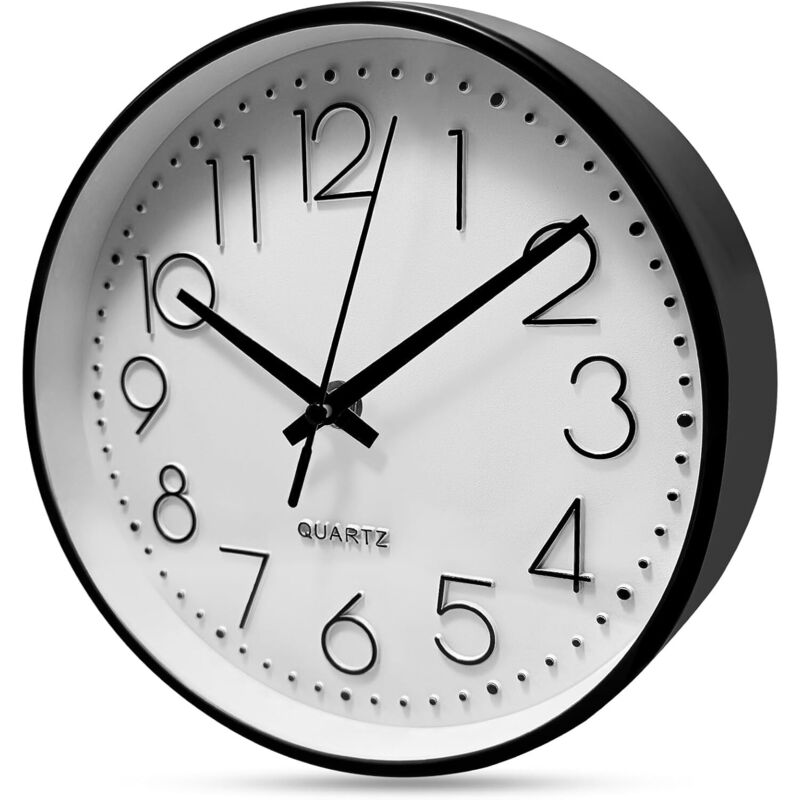 Runde Wanduhr (20 cm Durchmesser), moderne, geräuschlose Wanduhr, 8 Zoll (ca. 20 cm) großes, gut lesbares Quarzwerk, für Küche, Büro, Wohnzimmer,